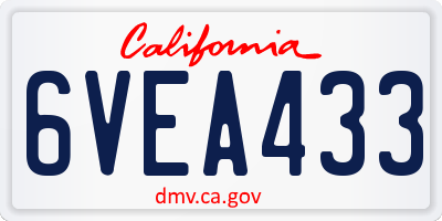 CA license plate 6VEA433