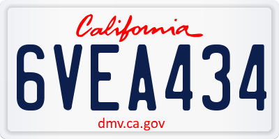CA license plate 6VEA434