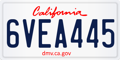CA license plate 6VEA445