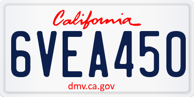 CA license plate 6VEA450