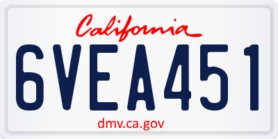 CA license plate 6VEA451