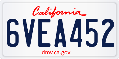 CA license plate 6VEA452