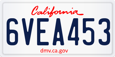 CA license plate 6VEA453