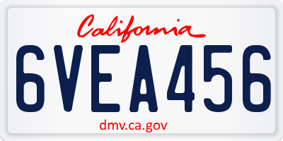 CA license plate 6VEA456