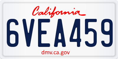 CA license plate 6VEA459