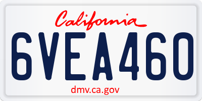 CA license plate 6VEA460