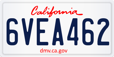 CA license plate 6VEA462