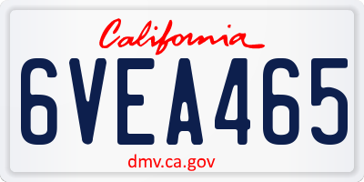 CA license plate 6VEA465