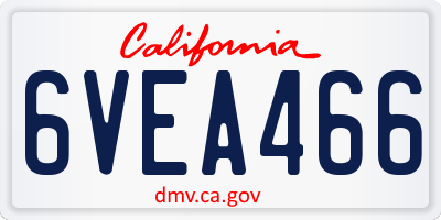 CA license plate 6VEA466