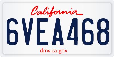 CA license plate 6VEA468