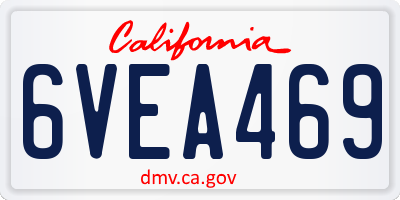 CA license plate 6VEA469