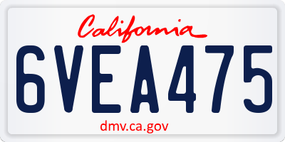 CA license plate 6VEA475
