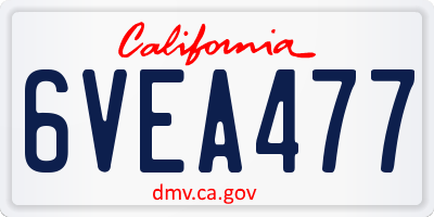 CA license plate 6VEA477