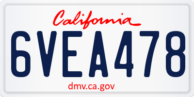CA license plate 6VEA478