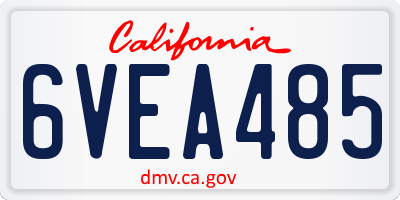CA license plate 6VEA485