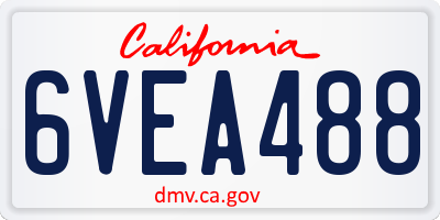 CA license plate 6VEA488