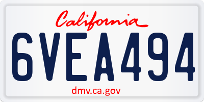 CA license plate 6VEA494