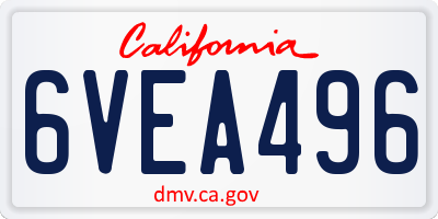 CA license plate 6VEA496