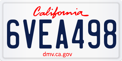 CA license plate 6VEA498