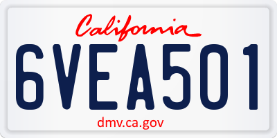 CA license plate 6VEA501