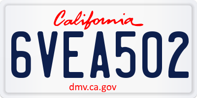 CA license plate 6VEA502