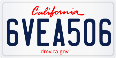 CA license plate 6VEA506