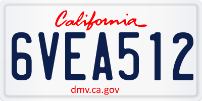 CA license plate 6VEA512
