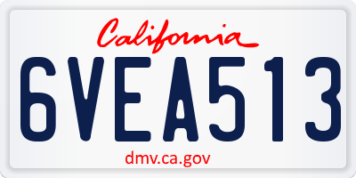 CA license plate 6VEA513