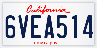 CA license plate 6VEA514