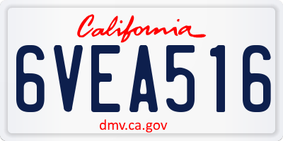 CA license plate 6VEA516