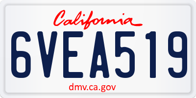 CA license plate 6VEA519