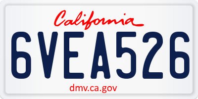 CA license plate 6VEA526