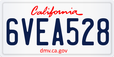 CA license plate 6VEA528
