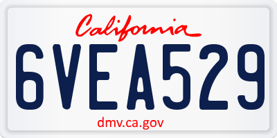 CA license plate 6VEA529