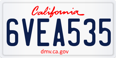 CA license plate 6VEA535