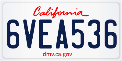 CA license plate 6VEA536