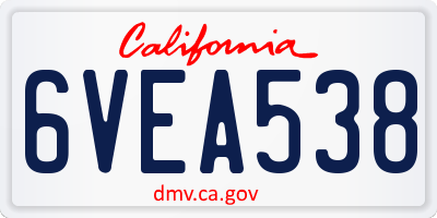 CA license plate 6VEA538