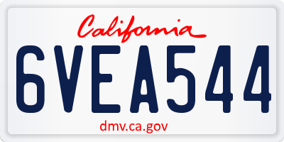 CA license plate 6VEA544