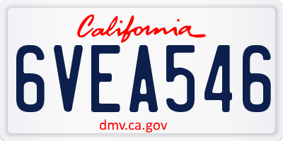 CA license plate 6VEA546