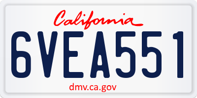 CA license plate 6VEA551
