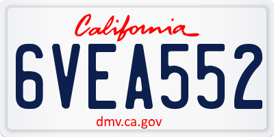 CA license plate 6VEA552
