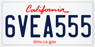 CA license plate 6VEA555