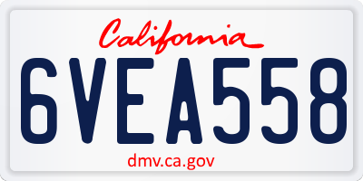 CA license plate 6VEA558