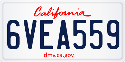 CA license plate 6VEA559