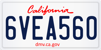 CA license plate 6VEA560