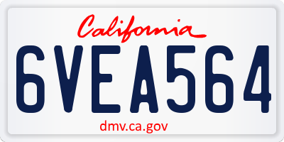 CA license plate 6VEA564