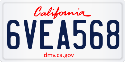 CA license plate 6VEA568