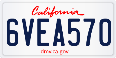 CA license plate 6VEA570