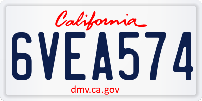 CA license plate 6VEA574