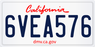CA license plate 6VEA576